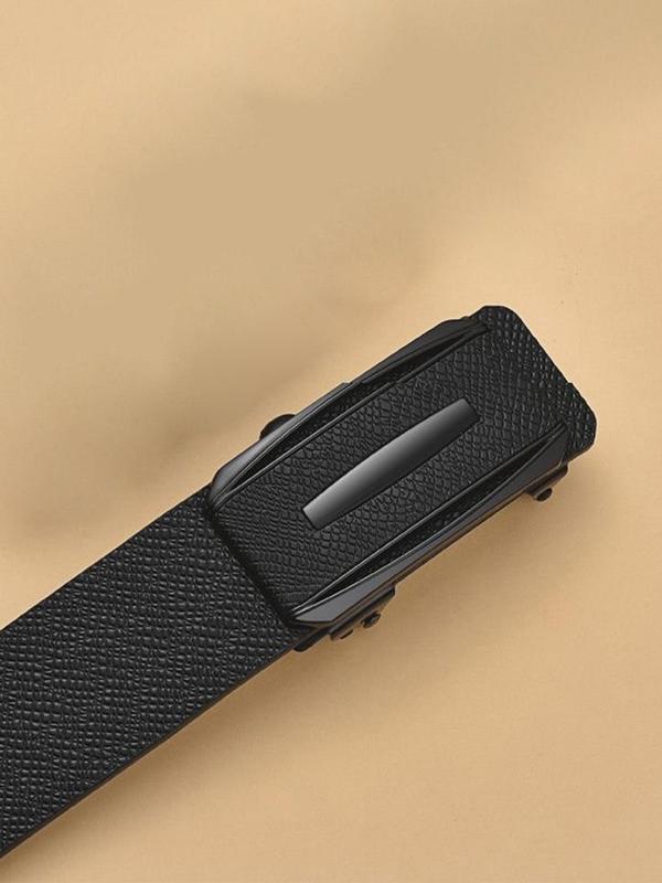 Men's Automatic Buckle Lychee Texture PU Leather Belt, Business Casual Waistband for Jeans, Fashion Accessories for Daily Wear