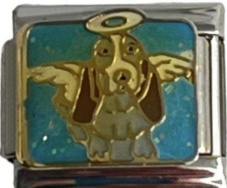 Italian Charm Link Dog with Wings Charm  9mm