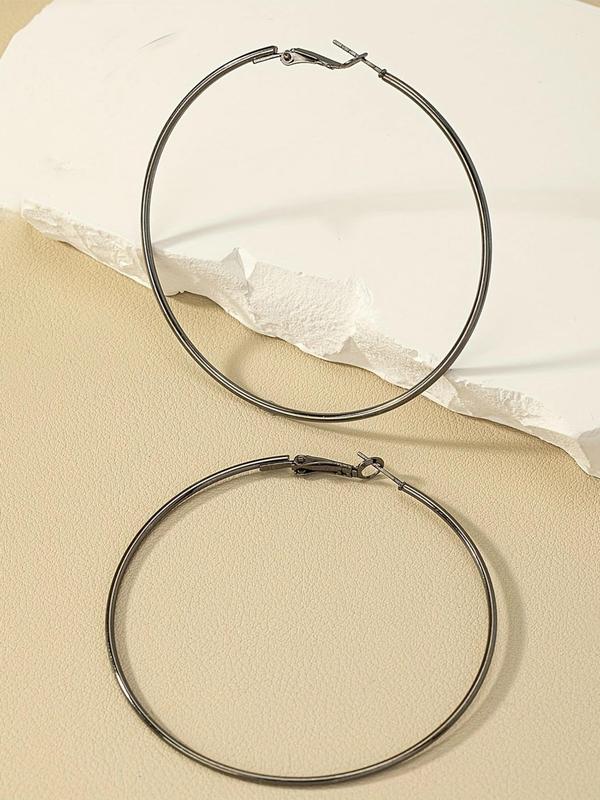 Round Hoop Earrings, 4 Pairs Fashionable Matching Earrings Jewelry for Women & Girls for Party, Classic Fashion Accessories for Daily Wear