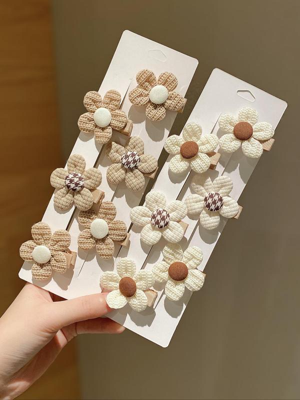 Cute Flower Design Hair Clips, Fashionable Hair Accessories for Women & Girls, Minimalist Headwear Suitable for Thick Hair