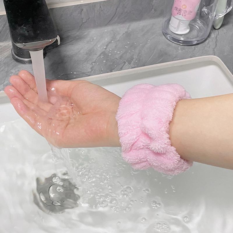 Solid Color Wrist Spa Washband, 10pcs set Water Absorbent Wristband for Washing Face, Face Washing Wristband, Bathroom Supplies