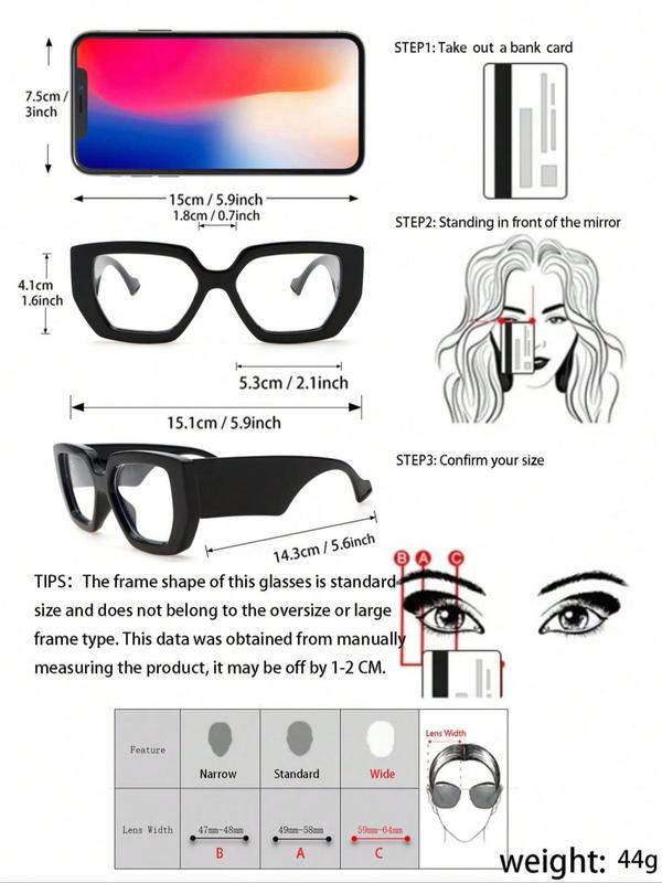 Unisex Vintage Square Frame Eyeglasses, Trendy Casual Eyeglasses for Everyday Use, Fashion Accessories for Outdoor Activities