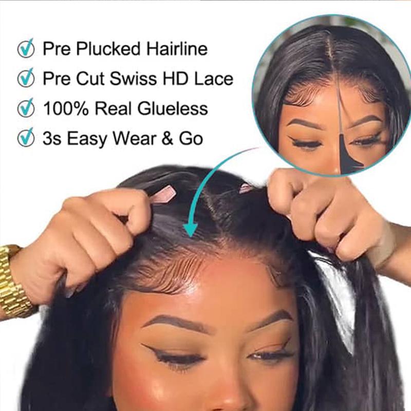 Ready to Wear and Go Glueless Wig Straight for Women Pre Plucked Brazilian 5x5 6x4 Transparent Lace Closure Human Hair Wigs Pre Cut 30 Inch Bling Hair On Sale 180%