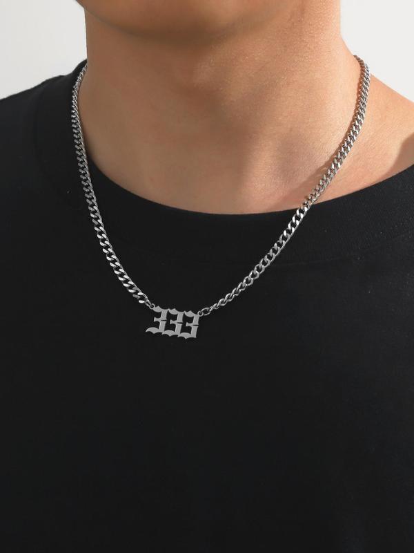 Fashionable Number Design Pendant Necklace for Men & Women, Stainless Steel Jewelry for Party, Daily Clothing Decor, Trendy All-match Hip-hop Jewelry for Birthday Gift