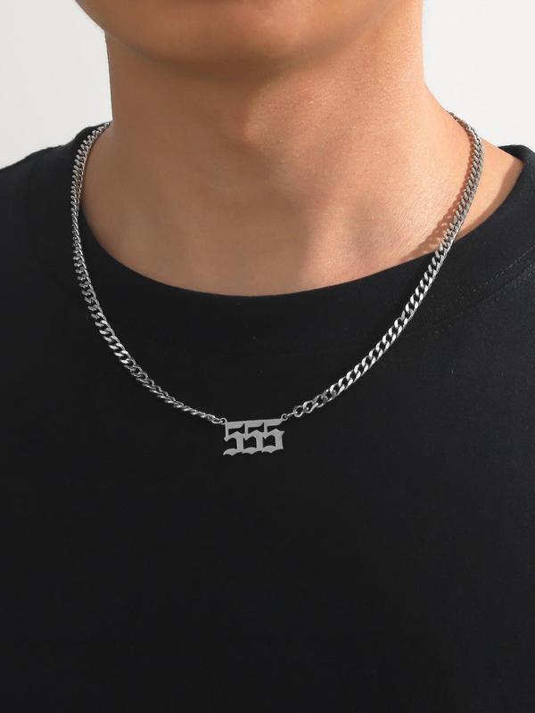 Fashionable Number Design Pendant Necklace for Men & Women, Stainless Steel Jewelry for Party, Daily Clothing Decor, Trendy All-match Hip-hop Jewelry for Birthday Gift