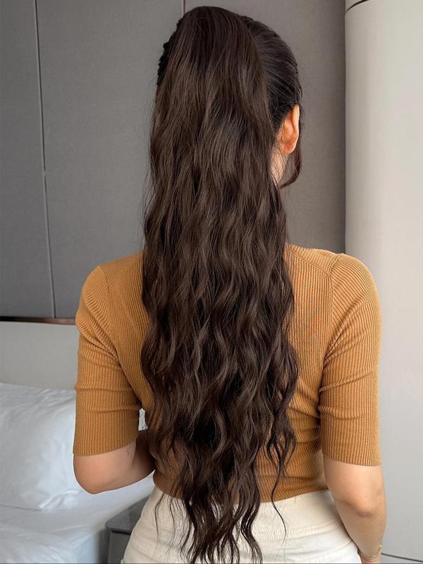 16 Inch Long Body Wavy Ponytail Extension, Natural Looking Synthetic Hair Piece with Hair Claw for Daily Use, Natural Fluffy Hair Clip on Hair Extension for Women