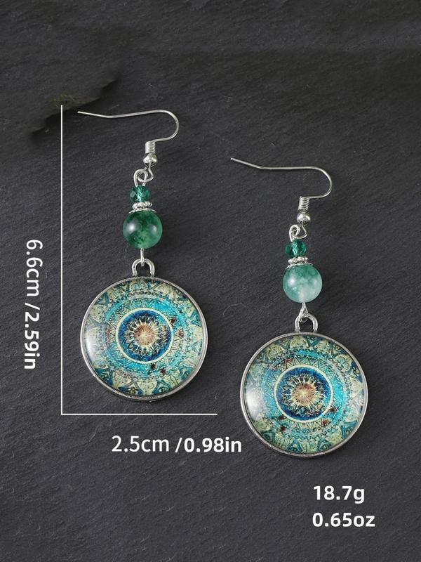 Vintage Flower Pattern Design Dangle Earrings, Boho Style Ear Jewelry for Women, Trendy Accessories for Party and Daily Life