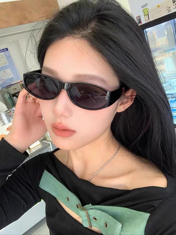 Women's Trendy Tinted Lens Oval Frame Sunglasses, Vintage Casual Sunglasses for Everyday Use, Fashion Accessories for Outdoor Activities