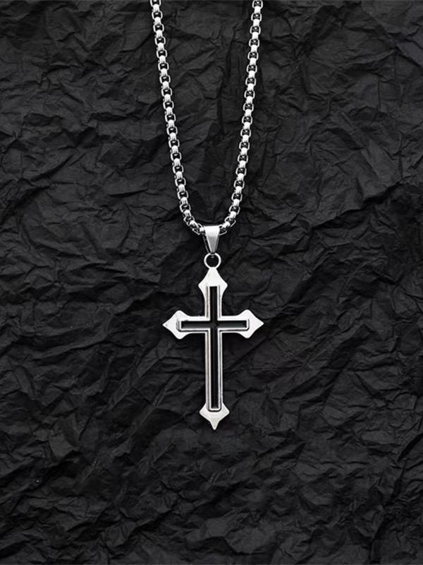 Vintage Cross Pendant Necklace for Men & Women, Fashion Jewelry for Party, Daily Clothing Decor, Trendy All-match & Exquisite Jewelry for Birthday Gift