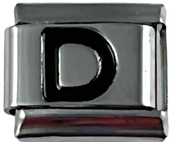 Italian Charm Link Black Letter D 9mm