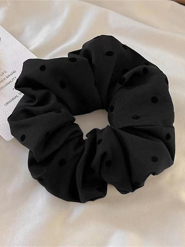 Polka Dot & Heart & Bow Decor Ruched Hair Tie, Cute Scrunchie for Women & Girls, Minimalist Headwear for Thick Hair, Fashion Hair Accessories for Party, Daily