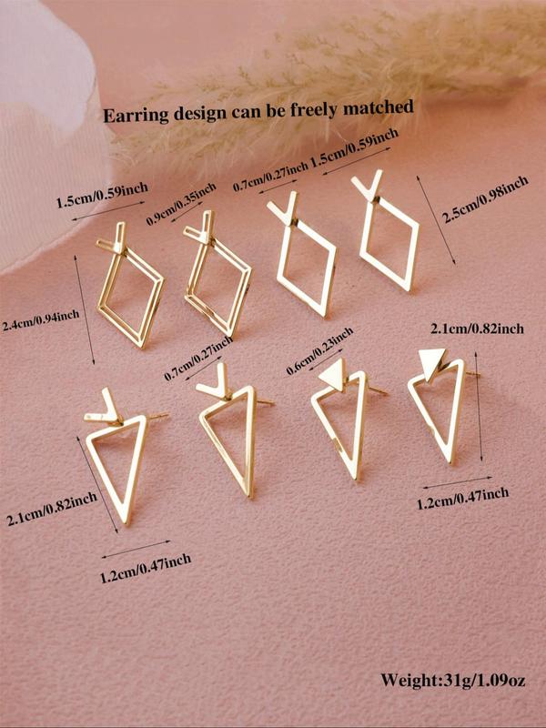 Geometric Design Stud Earrings, Fashionable Jewelry for Women & Girls, Trendy All-match & Exquisite Jewelry for Birthday Gift