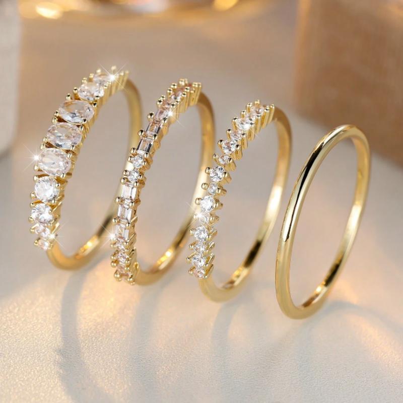 Gold Stackable Rings Set Minimalist Thumb Everyday Ring Statement Promise Wedding Bands Engagement Rings For Women Teen Girls Jewelry Gifts