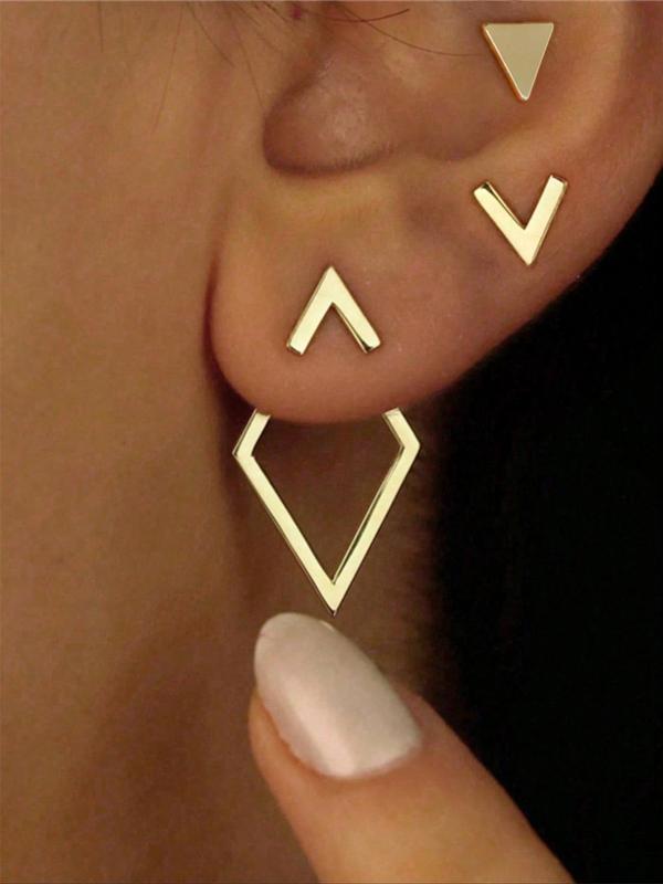 Geometric Design Stud Earrings, Fashionable Jewelry for Women & Girls, Trendy All-match & Exquisite Jewelry for Birthday Gift