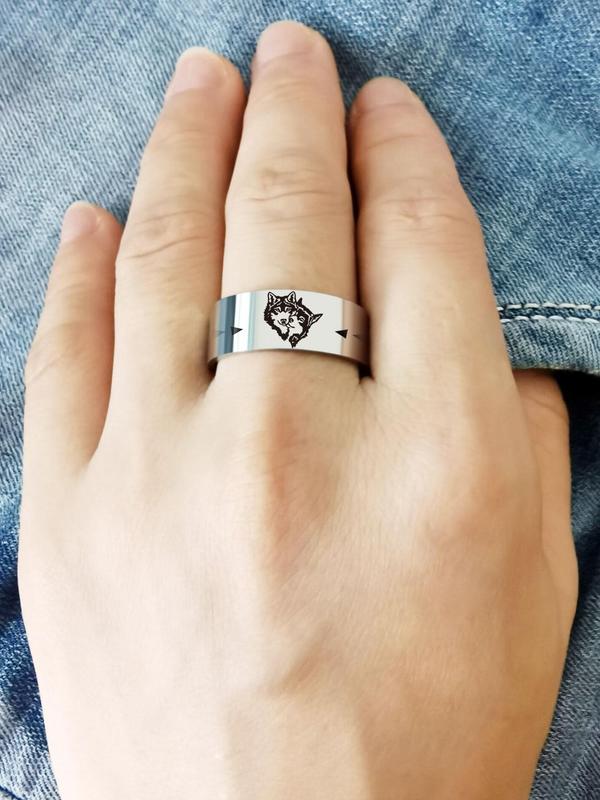  Casual Wolf Arrow Pattern Ring for Men & Women, Trendy Stainless Steel Couple Rings Jewelry, Fashion Jewelry Accessories for Women & Men