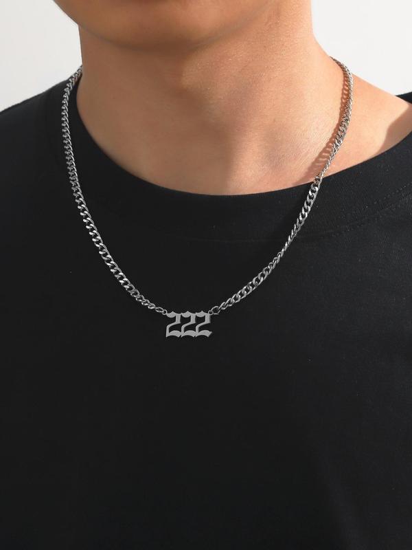 Fashionable Number Design Pendant Necklace for Men & Women, Stainless Steel Jewelry for Party, Daily Clothing Decor, Trendy All-match Hip-hop Jewelry for Birthday Gift