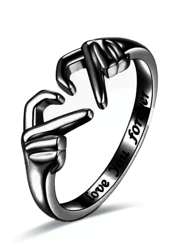 Women's Elegant Heart & Hands Design Ring, Exquisite Trendy Ring, Fashionable Jewelry for Women As Gift