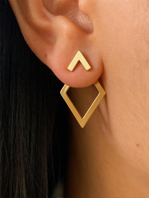 Geometric Design Earring Jacket, Designer Luxury Jewelry for Women & Girls, Casual Jewelry for Party, Daily Clothing Decor, Trendy for Birthday Gift, Fall Outfits, Fall Freshness Fall