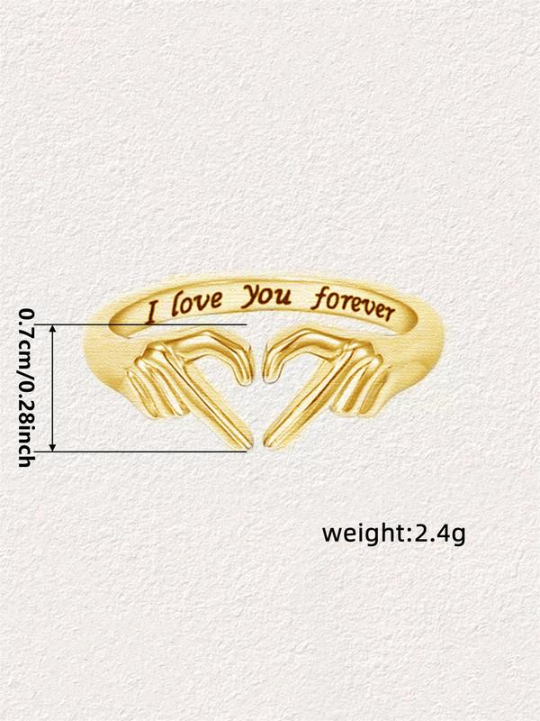 Women's Elegant Heart & Hands Design Ring, Exquisite Trendy Ring, Fashionable Jewelry for Women As Gift