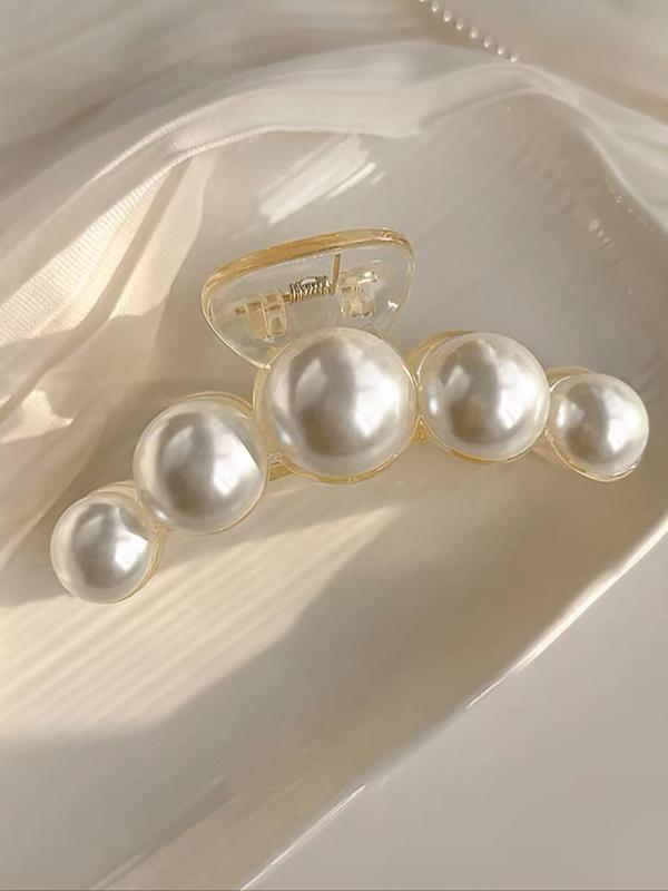 2024 Elegant Faux Pearl Decorated Hair Claw Clip for Gift, Minimalist Headwear Suitable for Thick Hair, Fashion Hair Accessories for Party, Daily Clothing Decor for Women & Girls