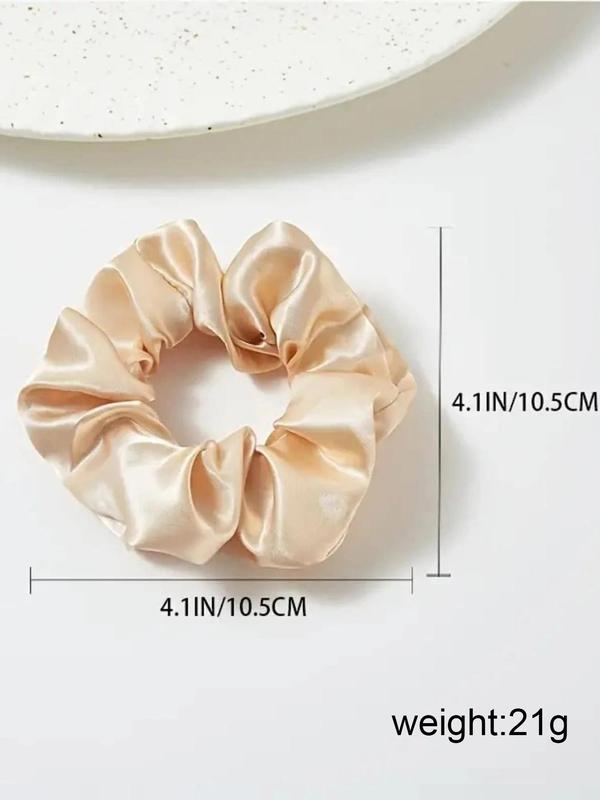 Solid Color   Leopard Pattern Ruched Scrunchie Hair Tie, Casual Simple Hair Accessories for Women & Girls, Minimalist Headwear Suitable for Thick Hair