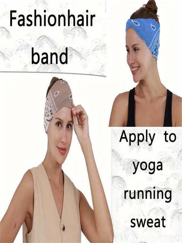 Paisley Pattern Knot Design Hair Band, Casual High Stretch Hair Band for Women & Girls, Fashion Hair Accessories for Gym Workout Running