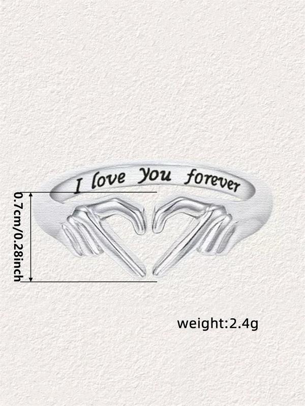 Women's Elegant Heart & Hands Design Ring, Exquisite Trendy Ring, Fashionable Jewelry for Women As Gift