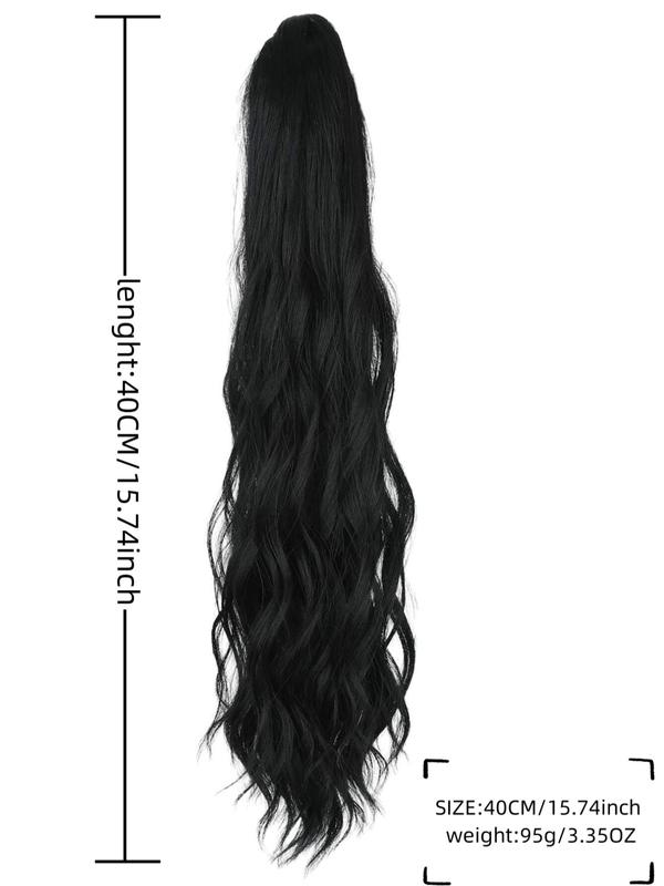 16 Inch Long Body Wavy Ponytail Extension, Natural Looking Synthetic Hair Piece with Hair Claw for Daily Use, Natural Fluffy Hair Clip on Hair Extension for Women