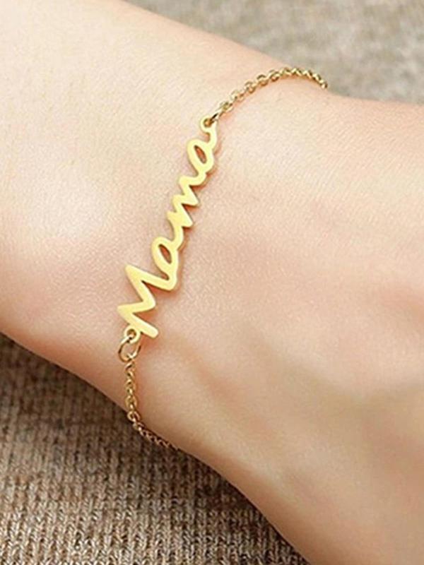 Mama Letter Detail Bracelet, Fashion Matching Bracelet Jewelry for Party, Daily Clothing Decor, Trendy All-match & Exquisite Jewelry for Birthday Gift