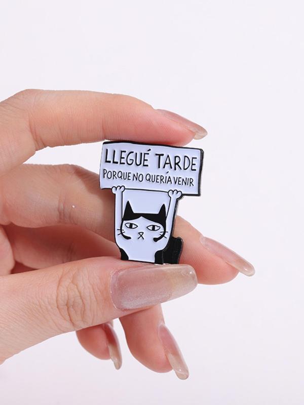 Cute Cat Design Pin Brooch, Fashion Alloy Badge for Daily Clothing Decor, Trendy All-match & Exquisite Brooch for Birthday Gift