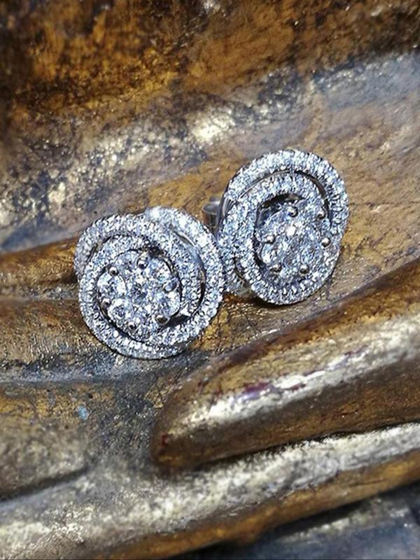 1 Pair Fashion Elegant Rhinestone Decorated Stud Earrings, Casual Jewelry for Party Banquet, Daily Clothing Decor Gift for Girl