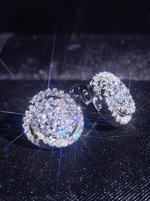 1 Pair Fashion Elegant Rhinestone Decorated Stud Earrings, Casual Jewelry for Party Banquet, Daily Clothing Decor Gift for Girl