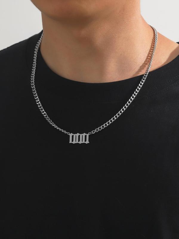 Fashionable Number Design Pendant Necklace for Men & Women, Stainless Steel Jewelry for Party, Daily Clothing Decor, Trendy All-match Hip-hop Jewelry for Birthday Gift