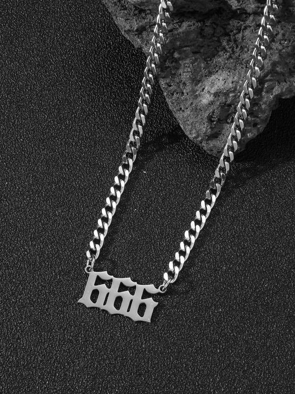 Fashionable Number Design Pendant Necklace for Men & Women, Stainless Steel Jewelry for Party, Daily Clothing Decor, Trendy All-match Hip-hop Jewelry for Birthday Gift