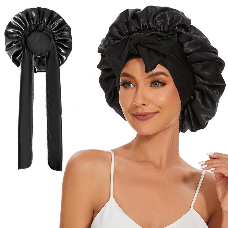 Fashion All-match Satin Bonnet, Silky Bonnet, Adjustable Night Sleep Hair Care Bonnet, Stretchy Tie Band Cap, Night Cap, Back To School Hair Style Haircare