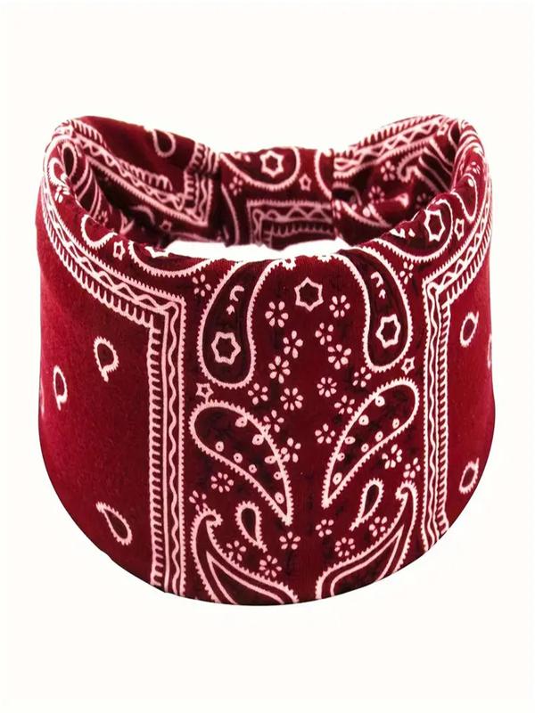 Paisley Pattern Knot Design Hair Band, Casual High Stretch Hair Band for Women & Girls, Fashion Hair Accessories for Gym Workout Running