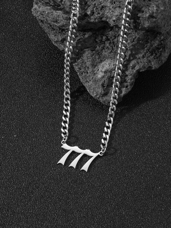 Fashionable Number Design Pendant Necklace for Men & Women, Stainless Steel Jewelry for Party, Daily Clothing Decor, Trendy All-match Hip-hop Jewelry for Birthday Gift