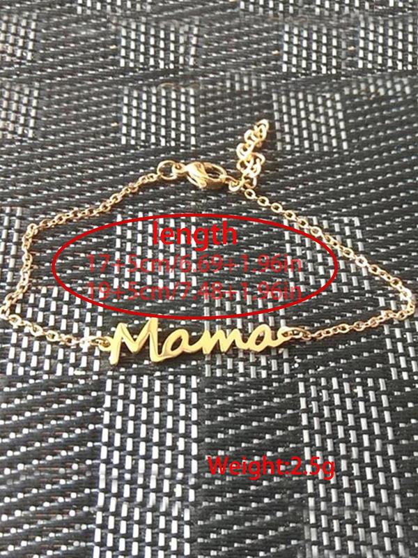 Mama Letter Detail Bracelet, Fashion Matching Bracelet Jewelry for Party, Daily Clothing Decor, Trendy All-match & Exquisite Jewelry for Birthday Gift