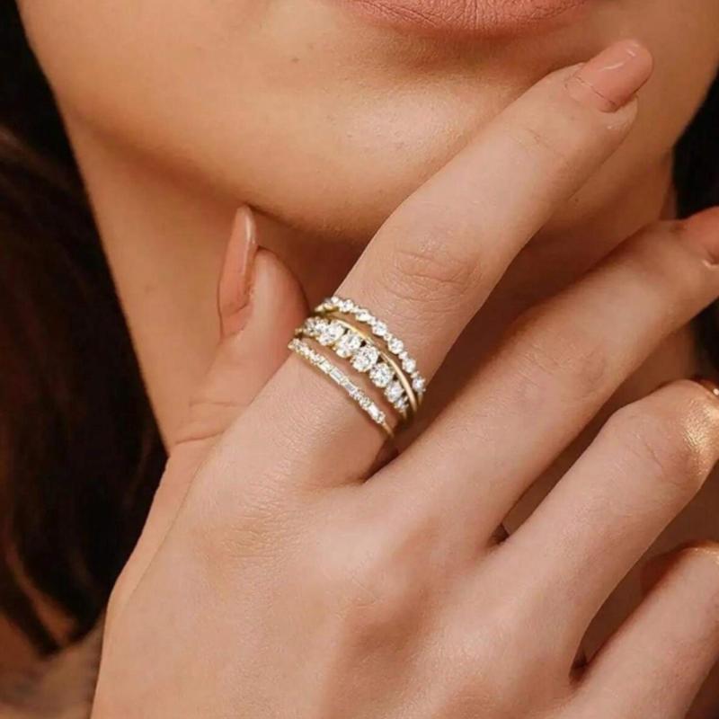 Gold Stackable Rings Set Minimalist Thumb Everyday Ring Statement Promise Wedding Bands Engagement Rings For Women Teen Girls Jewelry Gifts