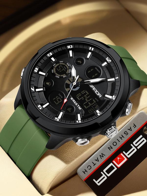 Men's Fashion Round Dial Analog-digital Quartz Watch, Waterproof Casual Sporty Waterproof Digital Wristwatch, with Box, Fashion Watch for Party, Daily Decor, Trendy All-match & Exquisite Watch for Gift