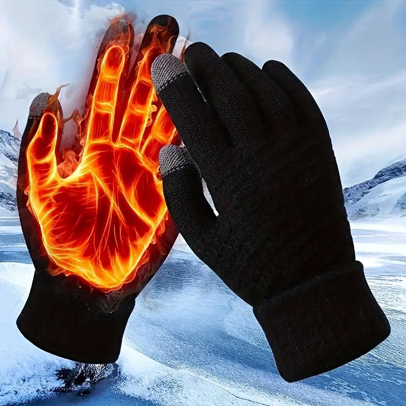 Winter gloves - Knit Thermal Winter Gloves - 1 2 3 Pairs, Solid Color, Touch Screen, Thickened - For Cycling, Hiking -  Sports Enthusiasts, Outdoor Lovers - Stay Warm and Connected - Warmth! Touch! Adventure! Conquer!