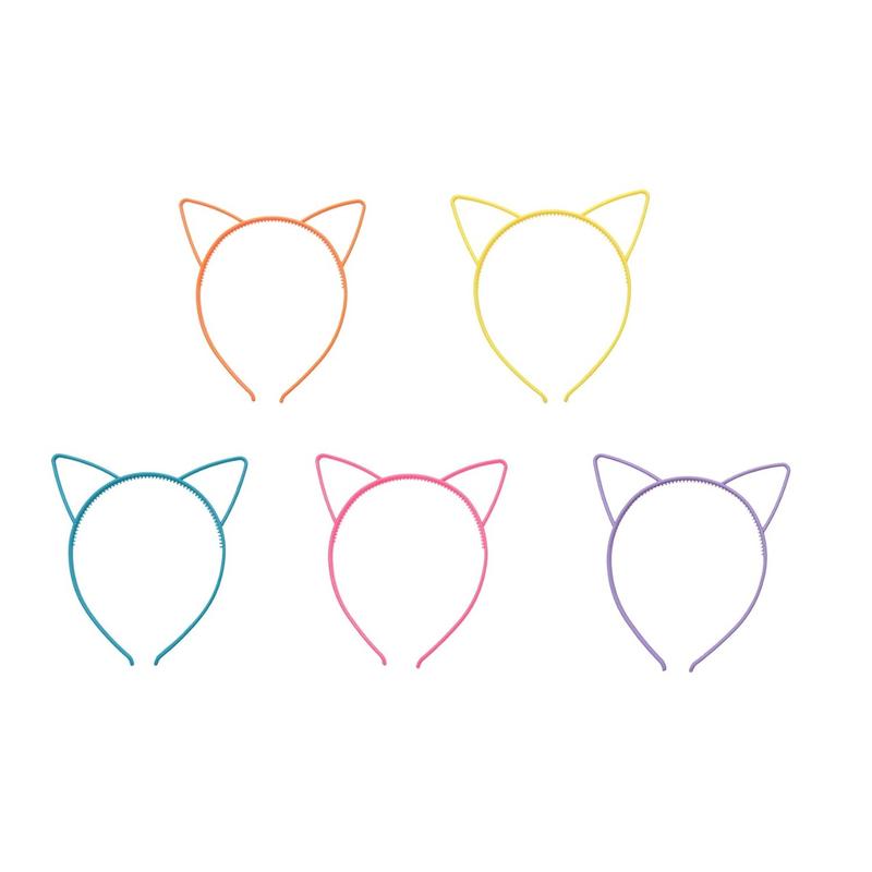 5 Pack Cat Ear Headband Plastic Cute Multi Color Hair Bands Hair Hoops Headwear Accessories for Women Girls Birthday Parties Decoration Costume Daily Wear