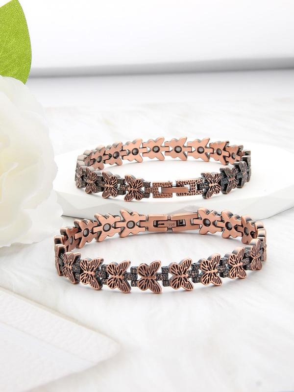 Women's Elegant Butterfly Design Magnetic Bracelet, Exquisite Trendy Hollow Out Design Bracelet, Fashionable Jewelry for Women As Gift