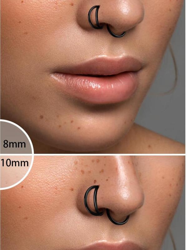 Punk Style Nose Ring, Stainless Steel Nose Ring with Rhinestone Decor, Body Jewelry for Party, Daily Clothing Decor, Trendy All-match & Exquisite Jewelry for Gift