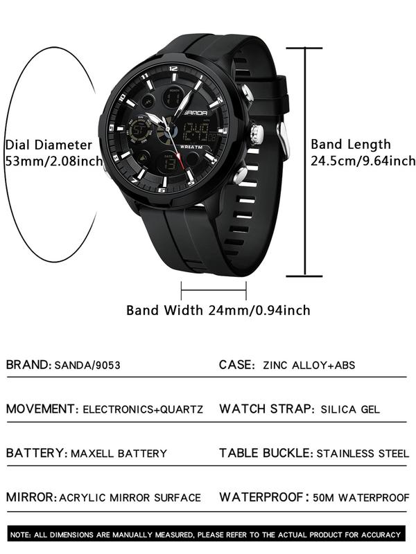 Men's Fashion Round Dial Analog-digital Quartz Watch, Waterproof Casual Sporty Waterproof Digital Wristwatch, with Box, Fashion Watch for Party, Daily Decor, Trendy All-match & Exquisite Watch for Gift