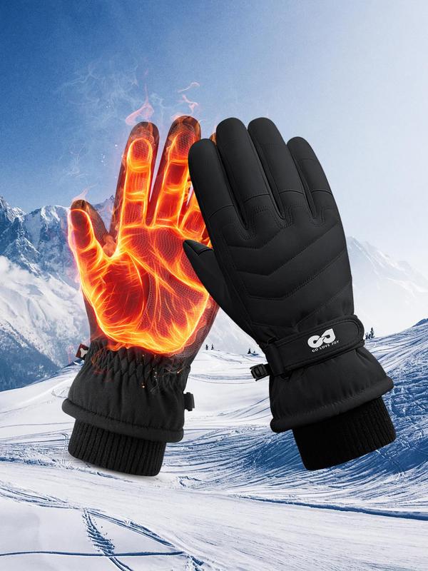 Men's Solid Color Touchscreen Gloves, Casual Waterproof Warm Gloves for Outdoor Sports, Fashion Accessories for Men