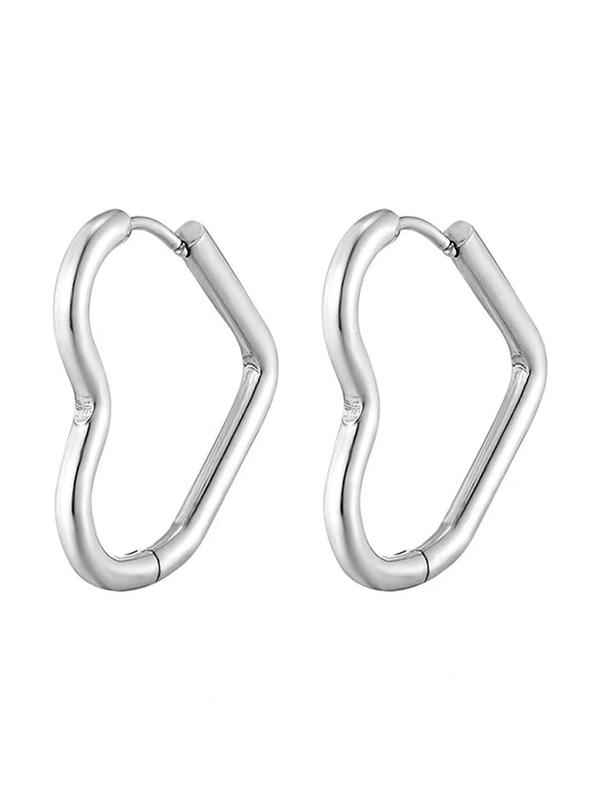 Heart Design Hoop Earrings (1 Pair), Elegant Simple Jewelry for Women for Party, Daily Clothing Decor, Trendy All-match & Exquisite Jewelry Suitable for Dating Use