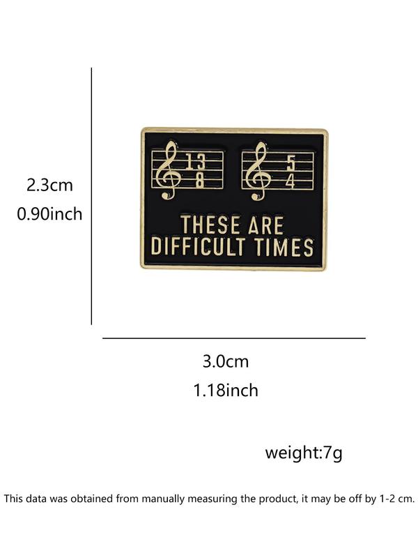 Letters & Music Note Design Square Shape Brooch, Unisex Fashion Alloy Badge Pants Pin, Casual Clothing Decoration for Music Theme Party, Daily Use