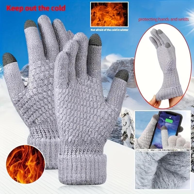 Winter gloves - Knit Thermal Winter Gloves - 1 2 3 Pairs, Solid Color, Touch Screen, Thickened - For Cycling, Hiking -  Sports Enthusiasts, Outdoor Lovers - Stay Warm and Connected - Warmth! Touch! Adventure! Conquer!