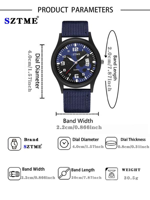 Men's Fashion Quartz Watch, Casual Outdoor Sports Watch with Luminous Dial & Calendar Feature, Trendy Watch for Daily Life